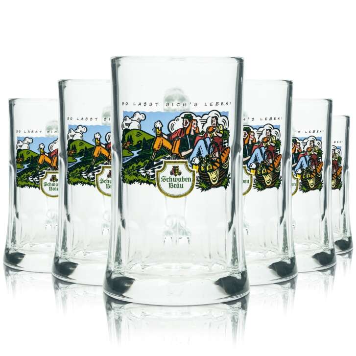 6x Schwaben Bräu Bier Glas 0,3l Krug Cannstatter Volksfest 1995 Seidel Gläser