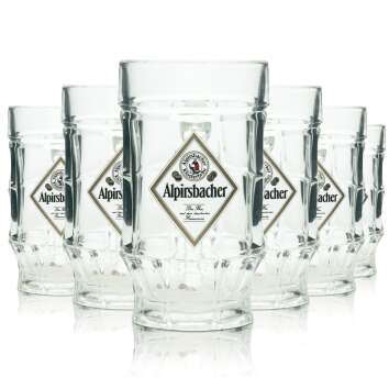 6x Alpirsbacher Bier Glas 0,3l Krug Strassburg Sahm Seidel Henkel Gläser Humpen