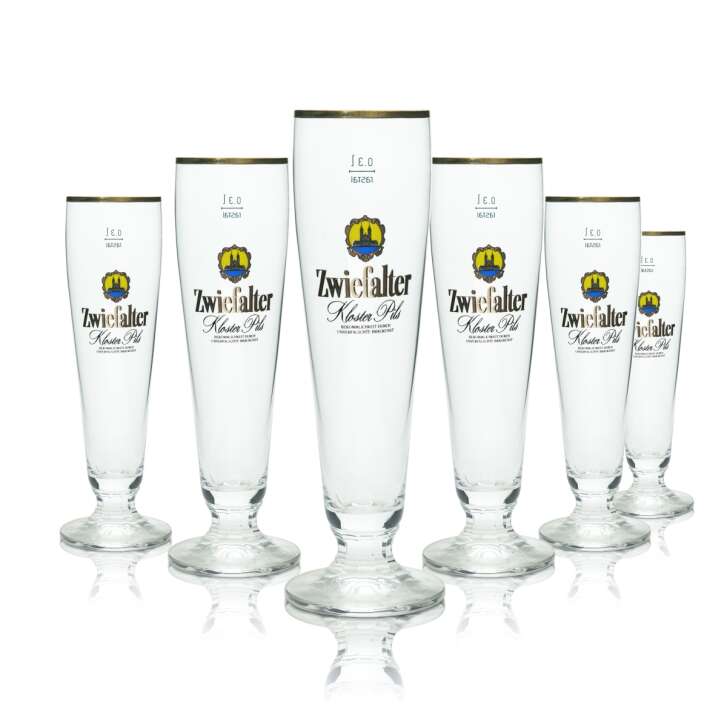 6x Zwiefalter Bier Glas 0,3l Kloster Pils Pokal Rastal Gläser Beer Tulpe Stiel