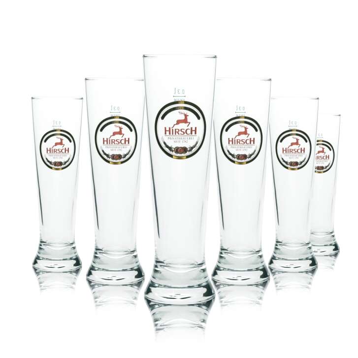 6x Hirsch Bräu Bier Glas 0,3l Pokal Rastal Tulpe Gläser Willi Becher Brauerei
