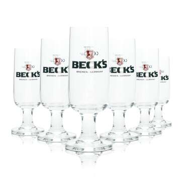 6x Becks Bier Glas 0,2l Pokal Ritzenhoff Tulpe Gläser Brauerei Silber Beer Bar