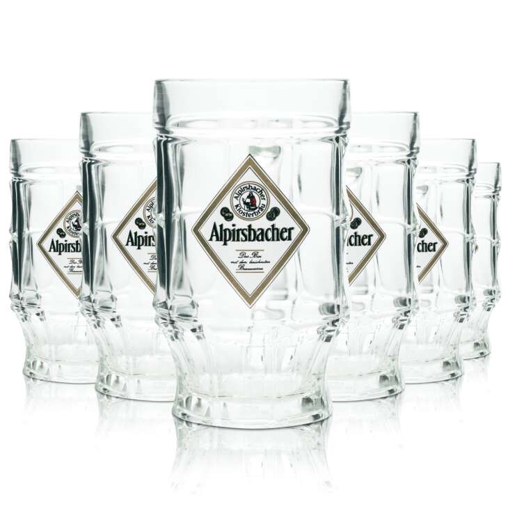 6x Alpirsbacher Bier Glas 0,5l Krug Klosterbräu Sahm Seidel Gläser Henkel Krüge