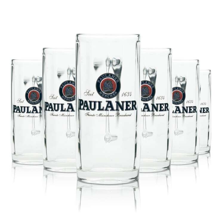 6x Paulaner Bier Glas 0,2l Krug Moldau Sahm Seidel Henkel Gläser Retro Beer