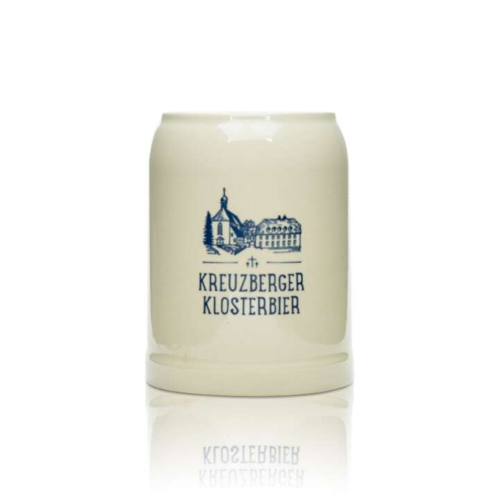 6x Kreuzberger Klosterbräu Bier Glas Krug 0,5l Ton Seidel Henkel Gläser Steingut