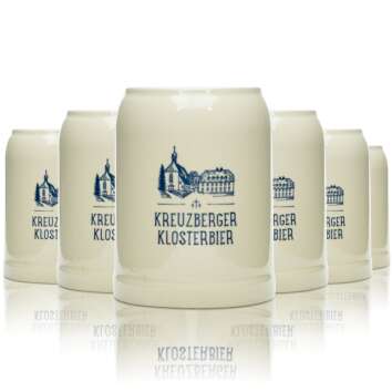 6x Kreuzberger Klosterbräu Bier Glas Krug 0,5l Ton...