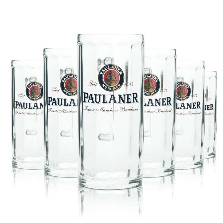 6x Paulaner Bier Glas 0,4l Krug Moldau Seidel Sahm Henkel Gläser Krüge Beer