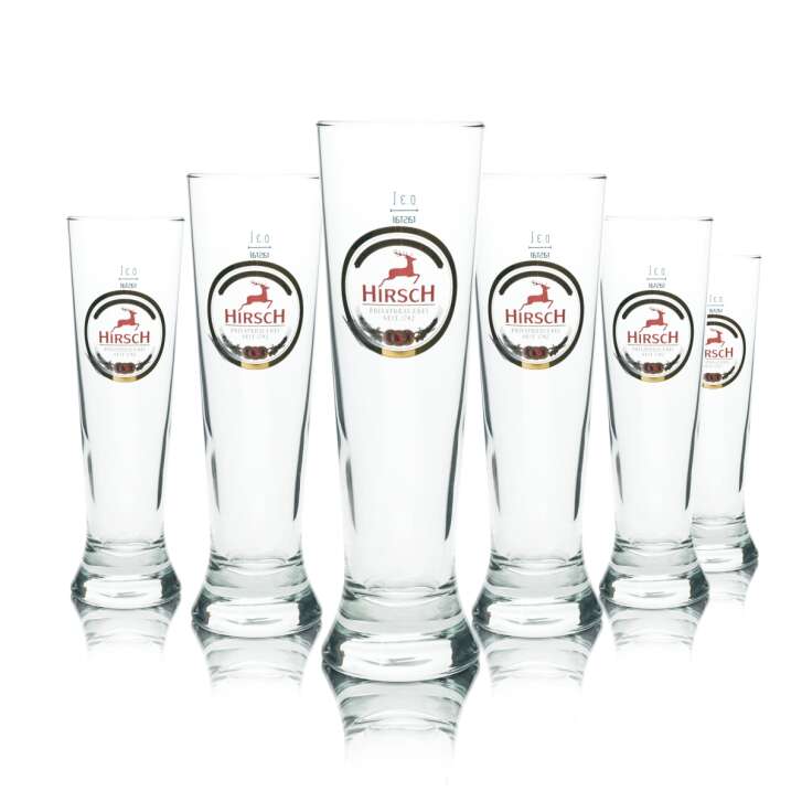 6x Hirsch Bräu Bier Glas 0,3l Tulpe Merkur Rastal Gläser Pokal Pils Export Beer