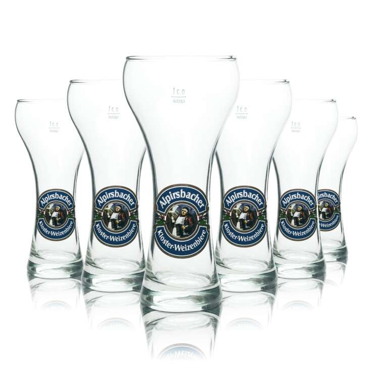 6x Alpirsbacher Bier Glas 0,3l Weißbierglas Kloster Weizen Gläser Hefe Retro