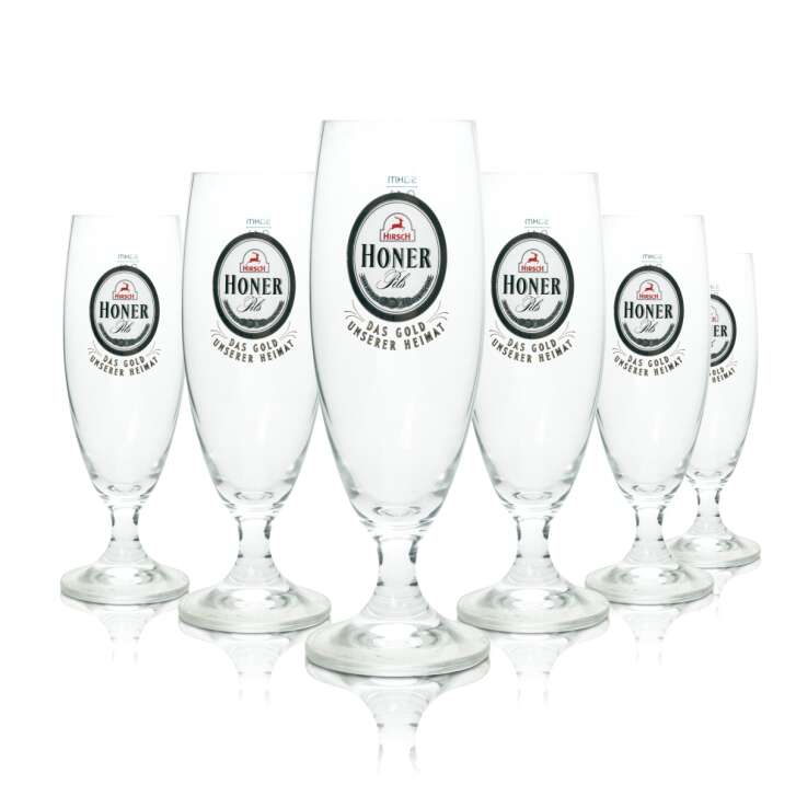 6x Hirsch Bräu Bier Glas 0,4l Pokal Honer Parma Sahm Tulpe Pils Gläser Stielglas