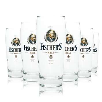 6x Fischers Bier Glas 0,5l Becher Hell Sahm Willi...