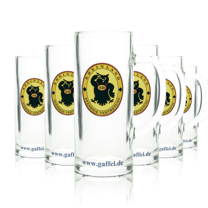 6x Kölschstangen 0,4l geeicht Gaffel Kölsch Stange Bierglas Glas Gläser Set 