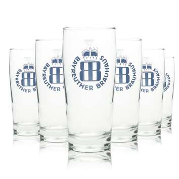 6x Bayreuther Bier Glas 0,4l Becher Sahm Willi Pils Gläser Helles Export Beer