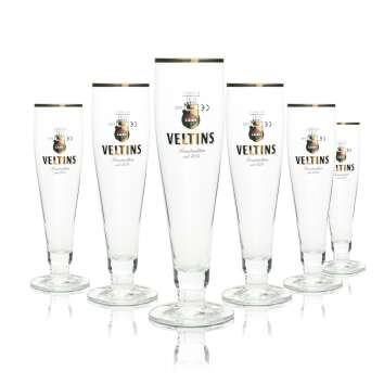 6x Veltins Bier Glas 0,2l Pokal Goldrand Ritzenhoff Tulpe...