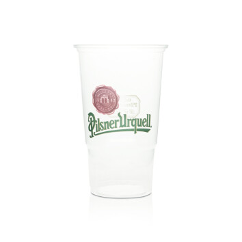 50x Pilsner Urquell Bier Einwegbecher 0,5l Festival Gläser aus Kunststoff Glas