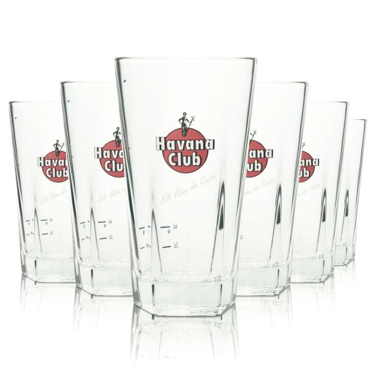 6x Havana Club Rum Glas 0,34l Cocktailglas Polygoner Boden Longdrink Gläser