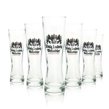 6x König Ludwig Bier Glas 0,5l Weißbier Alkoholfrei Relief Hefe Weizen Gläser