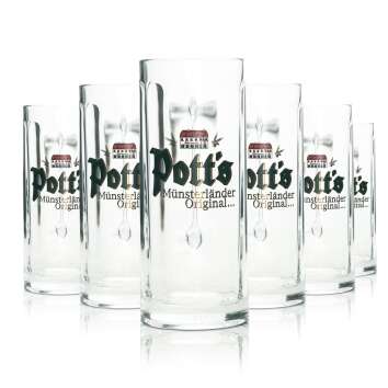 6x Potts Bier Glas 0,3l Krug M&uuml;nsterl&auml;nder...