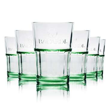 6x Bacardi Rum Glas grün Longdrink stapelbar 36cl