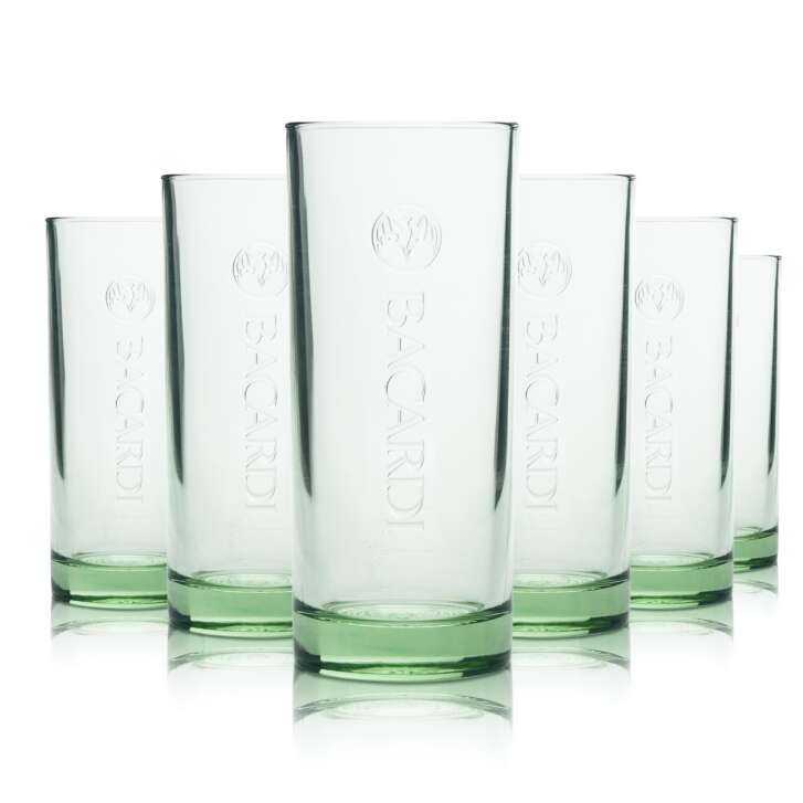 6x Bacardi Glas 0,3l Becher Tumbler Longdrink Cocktail Kontur Gläser Gastro Bar