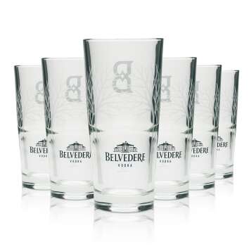 6x Belvedere Vodka Glas 0,3l Longdrinkglas B-Logo Oben