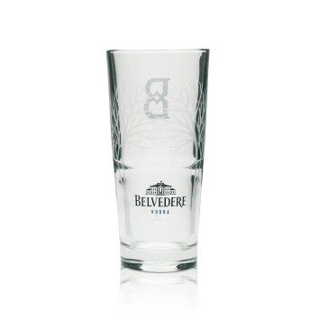 6x Belvedere Vodka Glas 0,3l Longdrinkglas B-Logo Oben