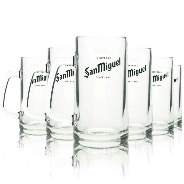 6x San Miguel Bier Glas 0,5l Krug Seidel Pint Krüge Gläser Beer Spanien Cerveza