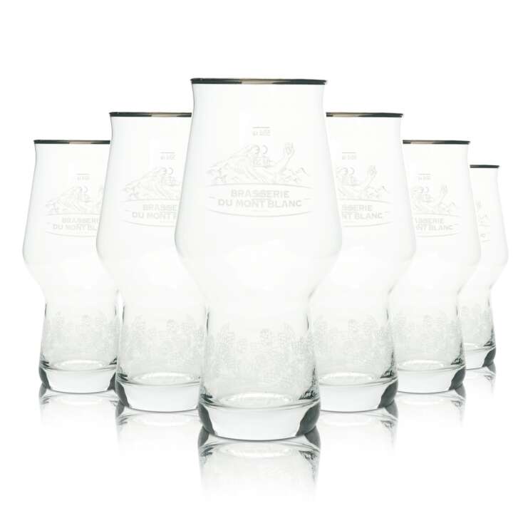 6x Brasserie Du Mont Blanc Bier Glas 0,5l Becher Craft Master One Gläser Beer