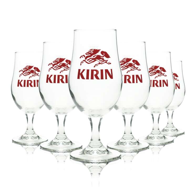 6x Kirin Ichiban Bier Glas 0,3l Tulpe Japanisches Beer Gläser Pokal Drache Craft