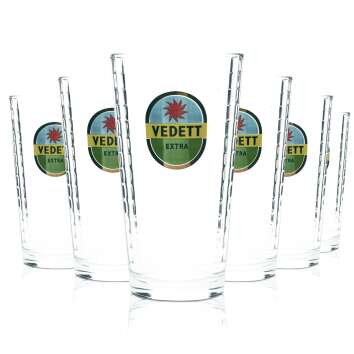6x Vedett Bier Glas 0,33l Becher "Extra" Relief Gläser Beer Belgium Craft Pils 33cl
