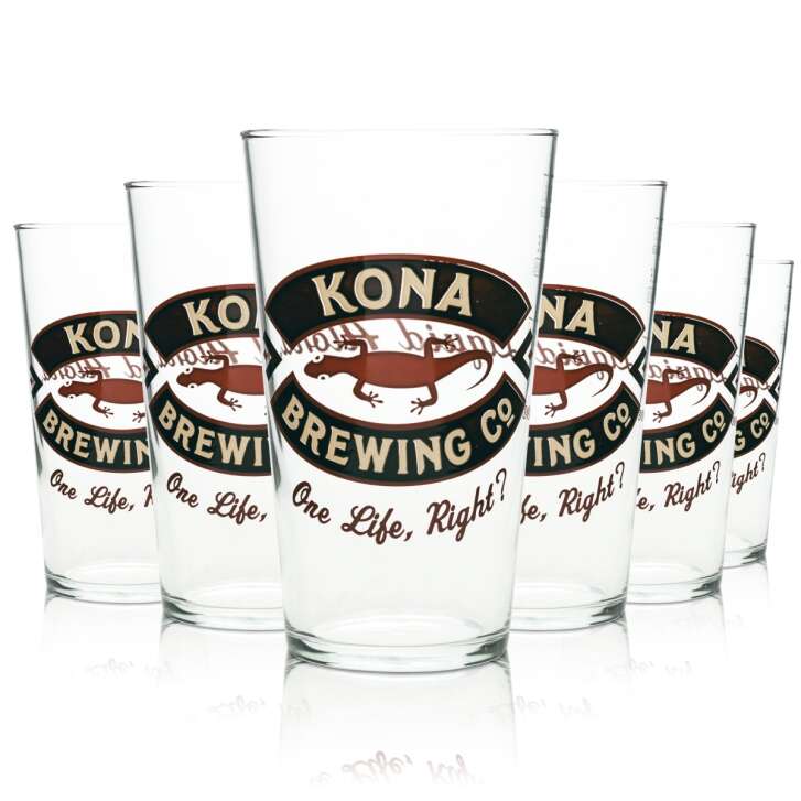6x Kona Bier Glas 0,5l Pint Becher Hawaii Beer Craft Gläser Brauerei Aloha Willi