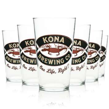 6x Kona Bier Glas 0,5l Pint Becher Hawaii Beer Craft Gläser Brauerei Aloha Willi