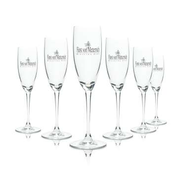 6x Fürst von Metternich Sekt Glas 0,1l Flöte Champagner Gläser Stielglas Flute