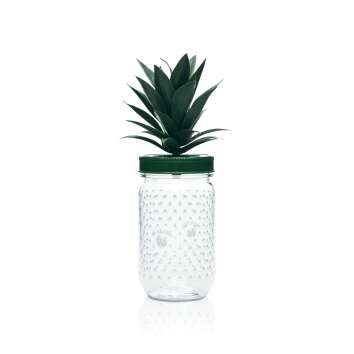 Malibu Likör Glas 0,4l Plastik Ananas Gläser mit Deckel Palme Becher Mehrweg