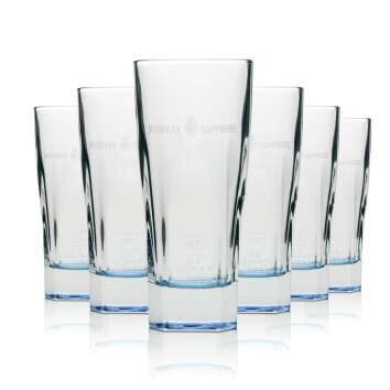 6x Bombay Sapphire Gin Glas 0,3l Longdrink blauer Boden...