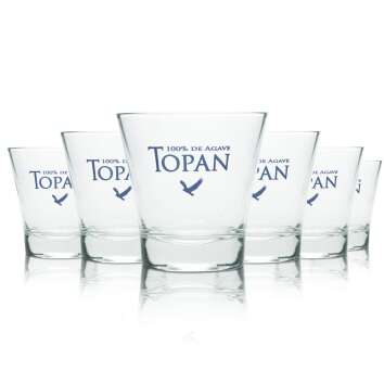 6x Topanito Mezcal Glas 0,3l Tumbler 100% de Agave Gläser Tequila Mexico Bar