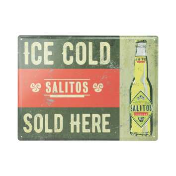 Salitos Bier Blechschild 40x30cm "Ice Cold Sold Here" Werbe Tafel Reklame Wand