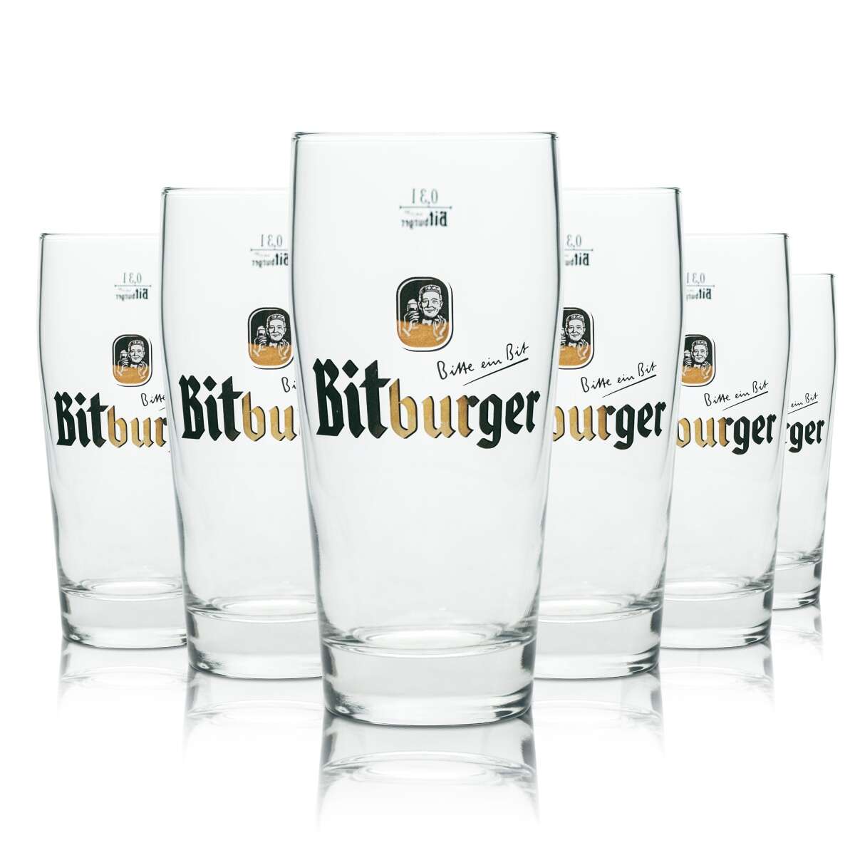 6x Bitburger Bier Glas 0,3l Willi Becher Sahm Pils Gläser