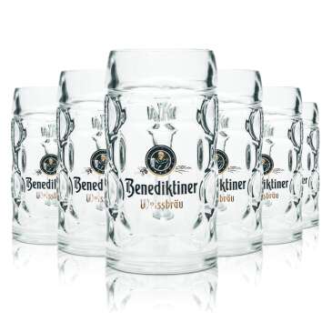 6x Benediktiner Weissbräu Bier Glas 0,5l Krug Isar...