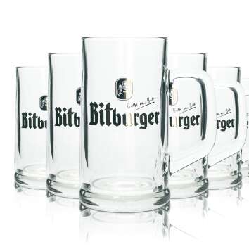 6x Bitburger Bier Glas 0,5l Krug Bit Seidel Rastal...