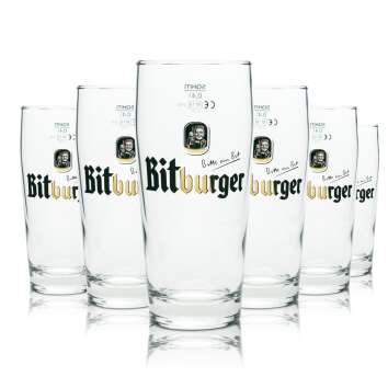 6x Bitburger Bier Glas 0,4l Willi Becher Sahm Pils Gläser Willy Cup Brauerei Bar