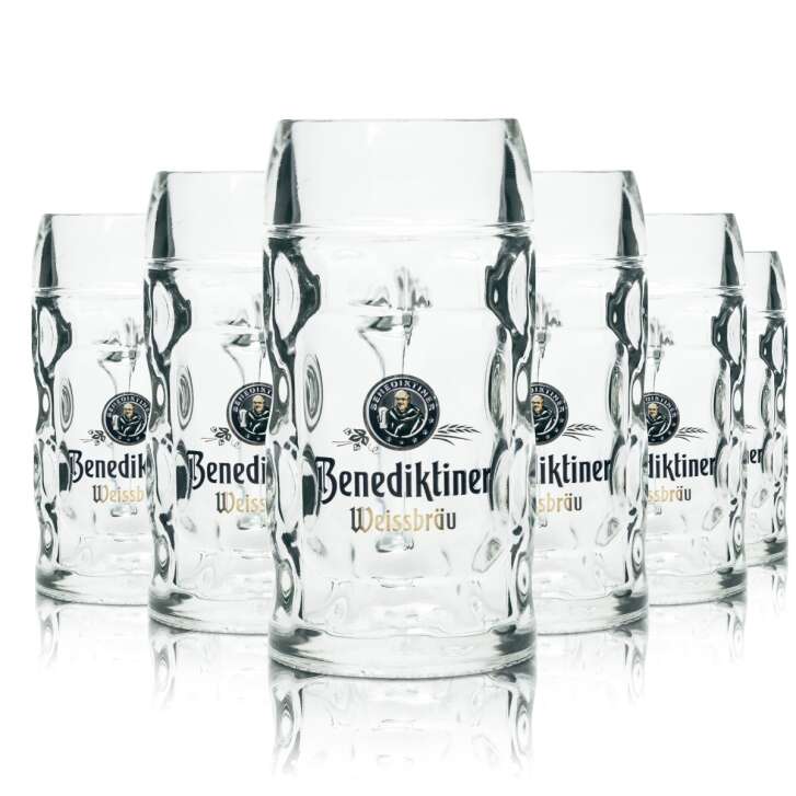 6x Benediktiner Weissbräu Bier Glas 0,3l Krug Isar Seidel Henkel Gläser Krüge