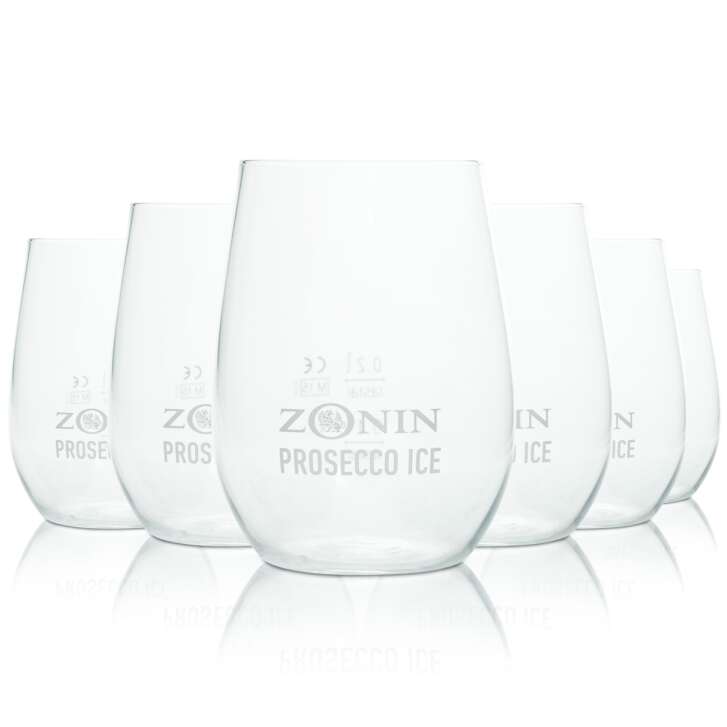 6x Zonin Prosecco Glas Tumbler On Ice d&uuml;nn