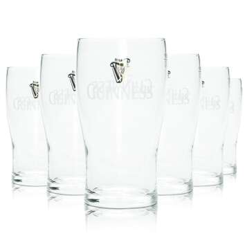 6x Guinness Bier Glas 0,3l Becher 1/2 Pint Tulip Sahm...