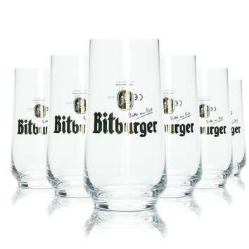 6x Bitburger Bier Glas 0,2l Becher Ritzenhoff Willi Retro Gläser Brauerei Beer