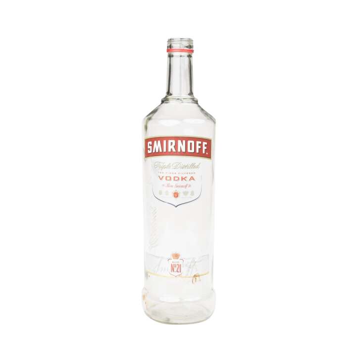 Smirnoff Vodka Flasche 3L LEER gebraucht Basteln Lampe Deko Spardose Bar rot