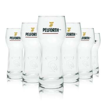 6x Pelforth Bier Glas 0,33l Relief Pelikan Gläser Brauerei Frankreich Beer Verre