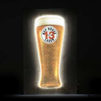 Guinness Bier Leuchtreklame Hop House Lager 48x30cm Holz 3D Look LED Schild