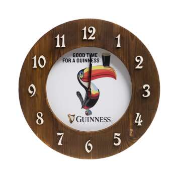 Guinness Bier Uhr 47cm Holz Wand Deko Bar Tukan Schild...