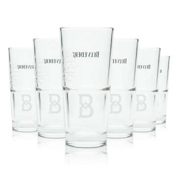 6x Belvedere Vodka Glas Longdrink neues Motiv "B" Cocktail Gläser Eiche Bar
