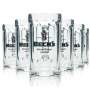 6x Becks Bier Glas 0,3l Krug Relief Sahm Seidel Altes Logo Relief Gläser Krüge